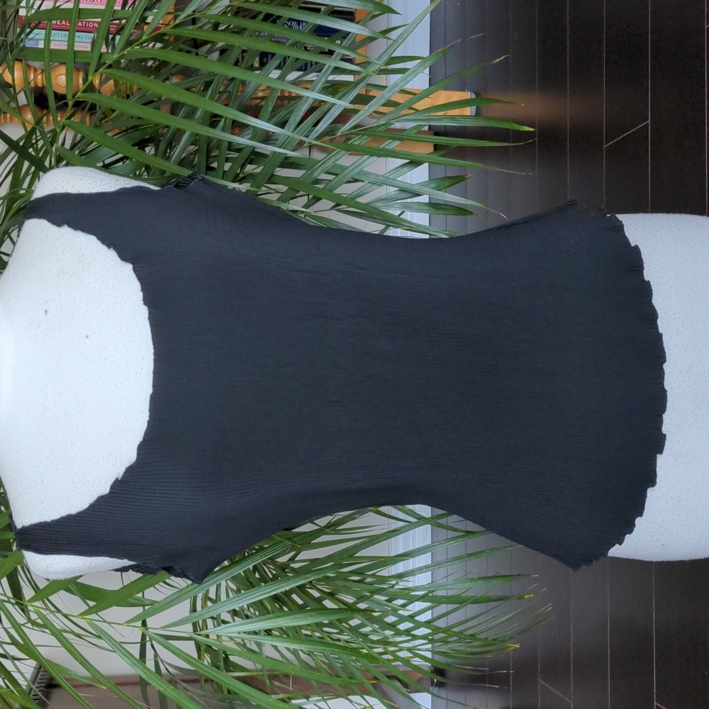 Armani Collezioni Black Ribbed Tank Top